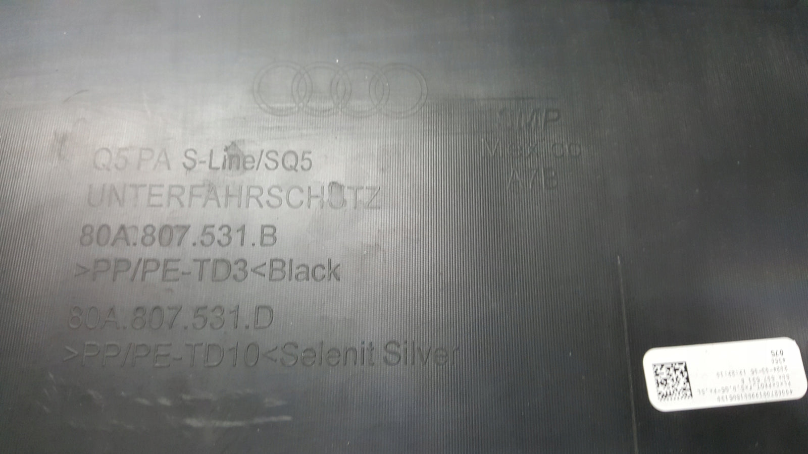 Dokładka spoiler zderzaka przedniego AUDI Q5 SQ5 S-LINE 80A807531B demontaż