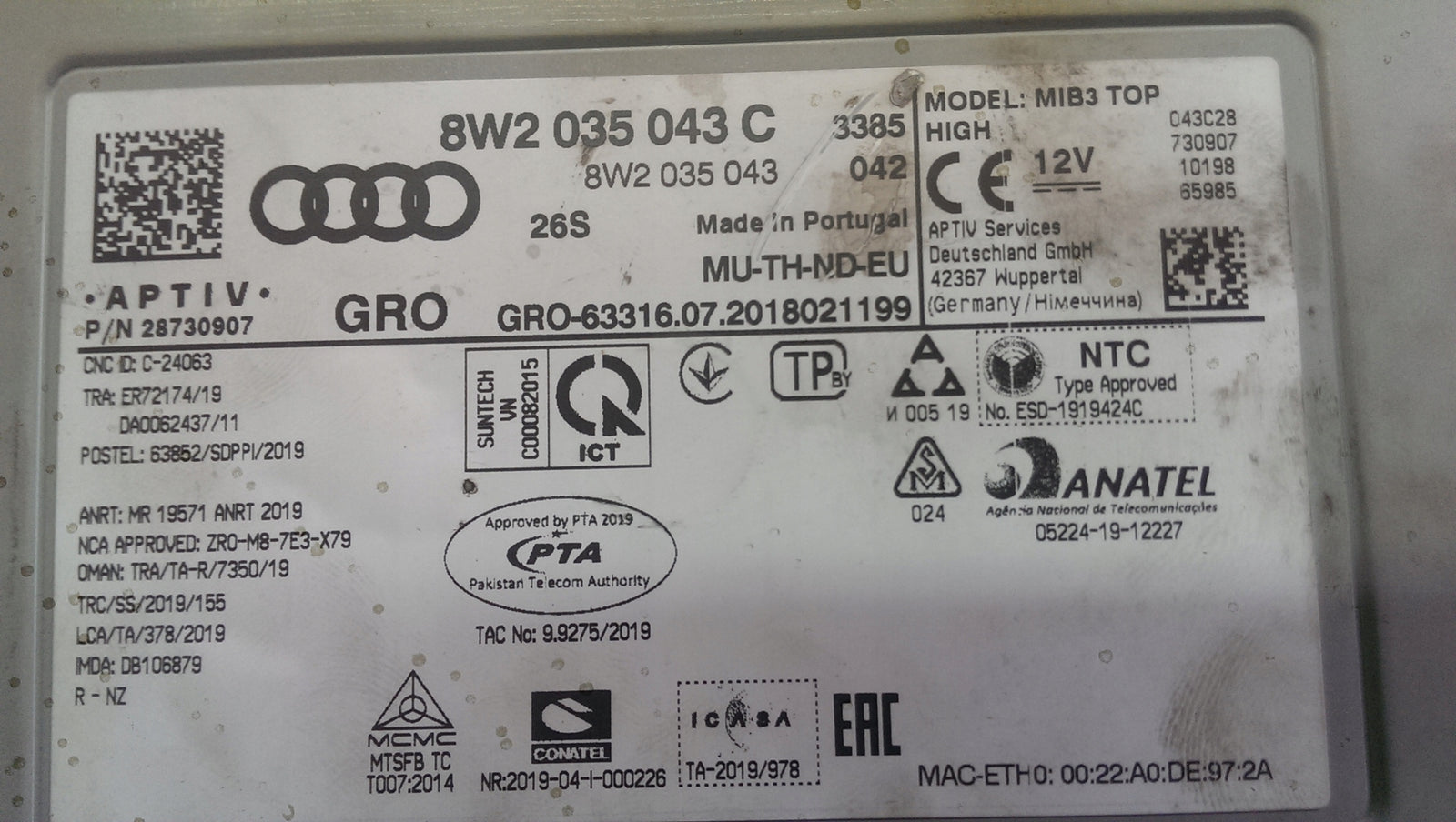 Czytnik MULTIMEDIA MMI MIB AUDI A4 A5 8W2035043C