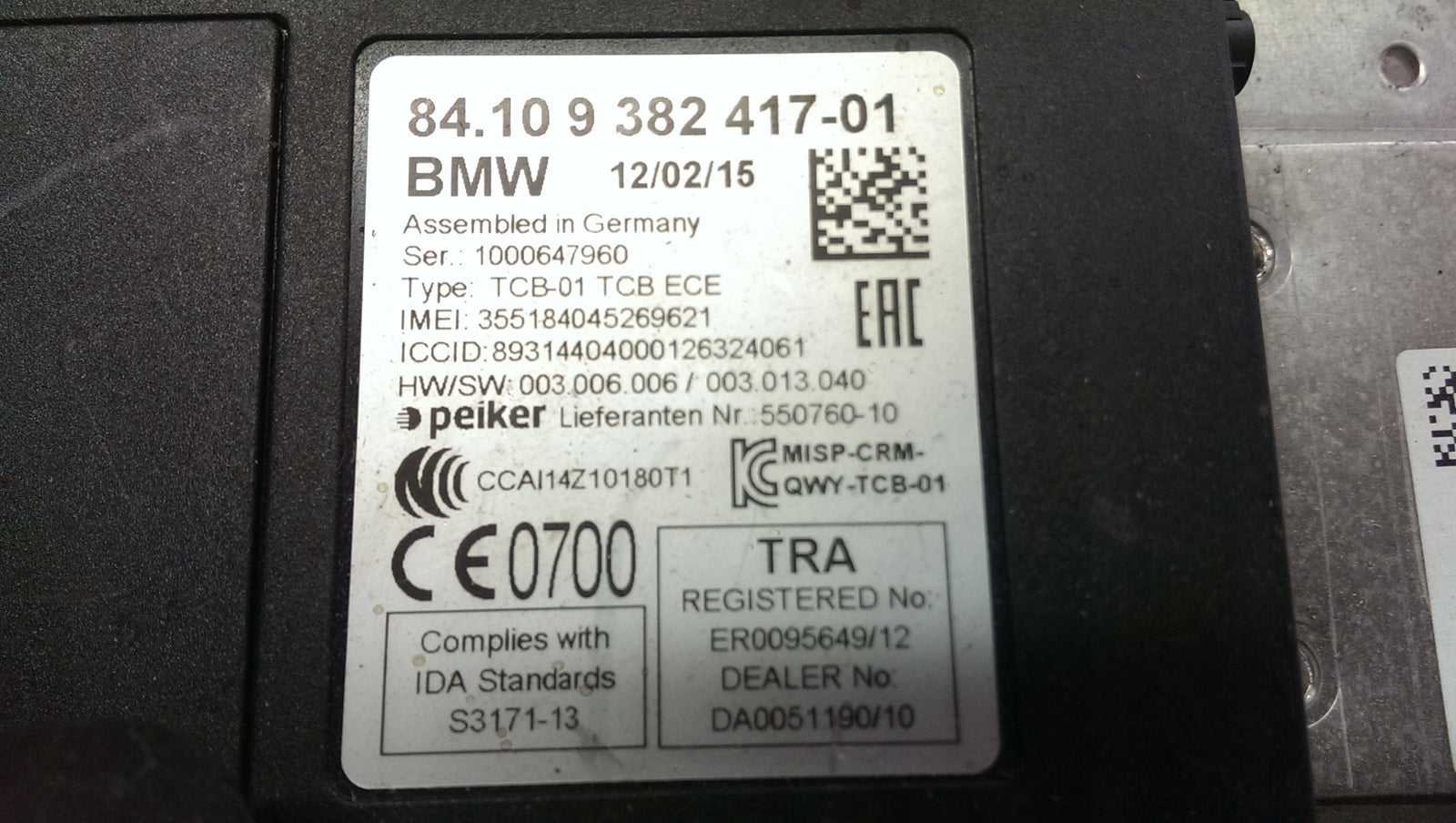 Moduł bluetooth BMW F10 F20 F21 9382417 demontaż