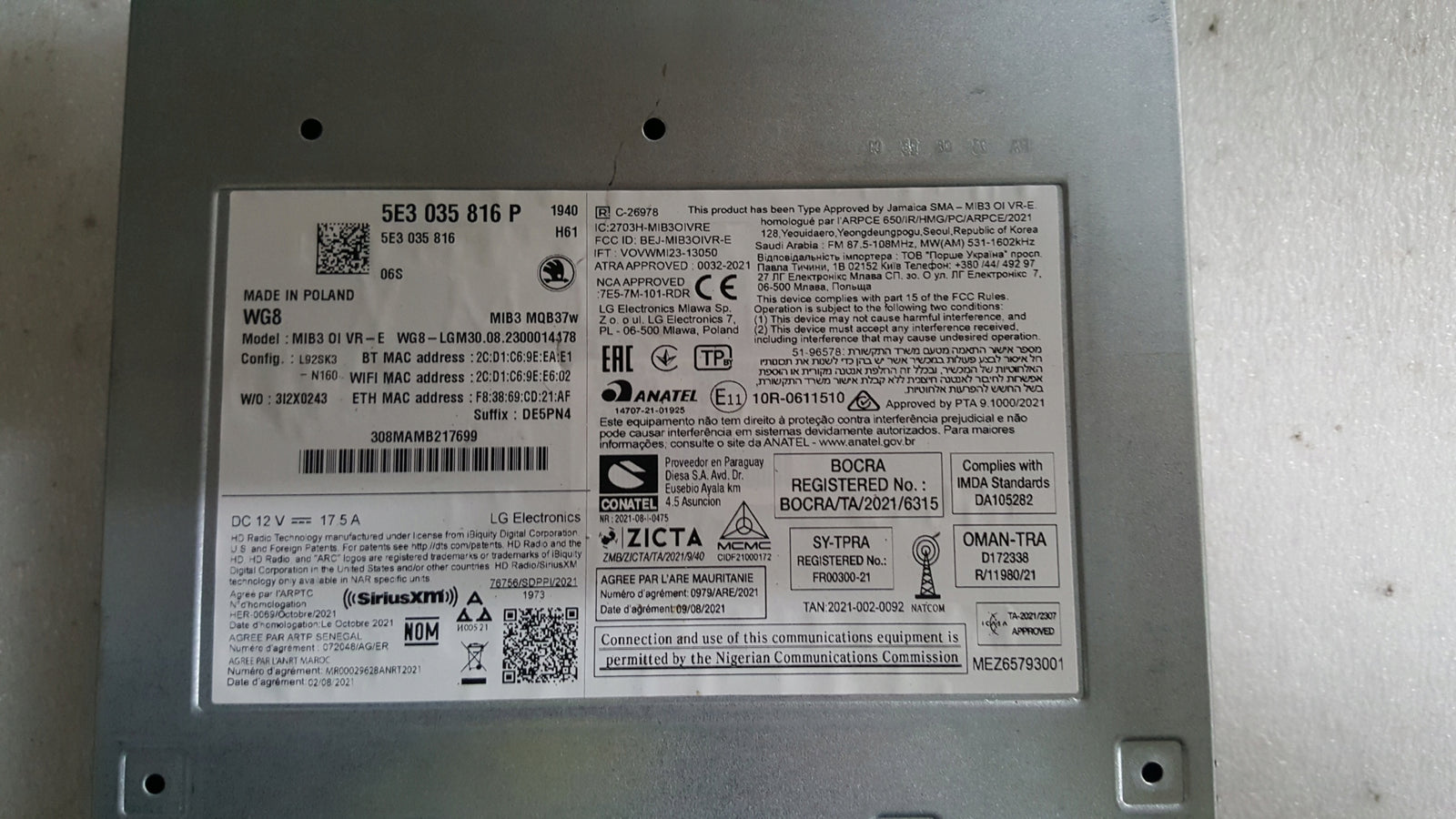 5E3035816P CZYTNIK NAWIGACJI MULTIMEDIA MIB3 VW