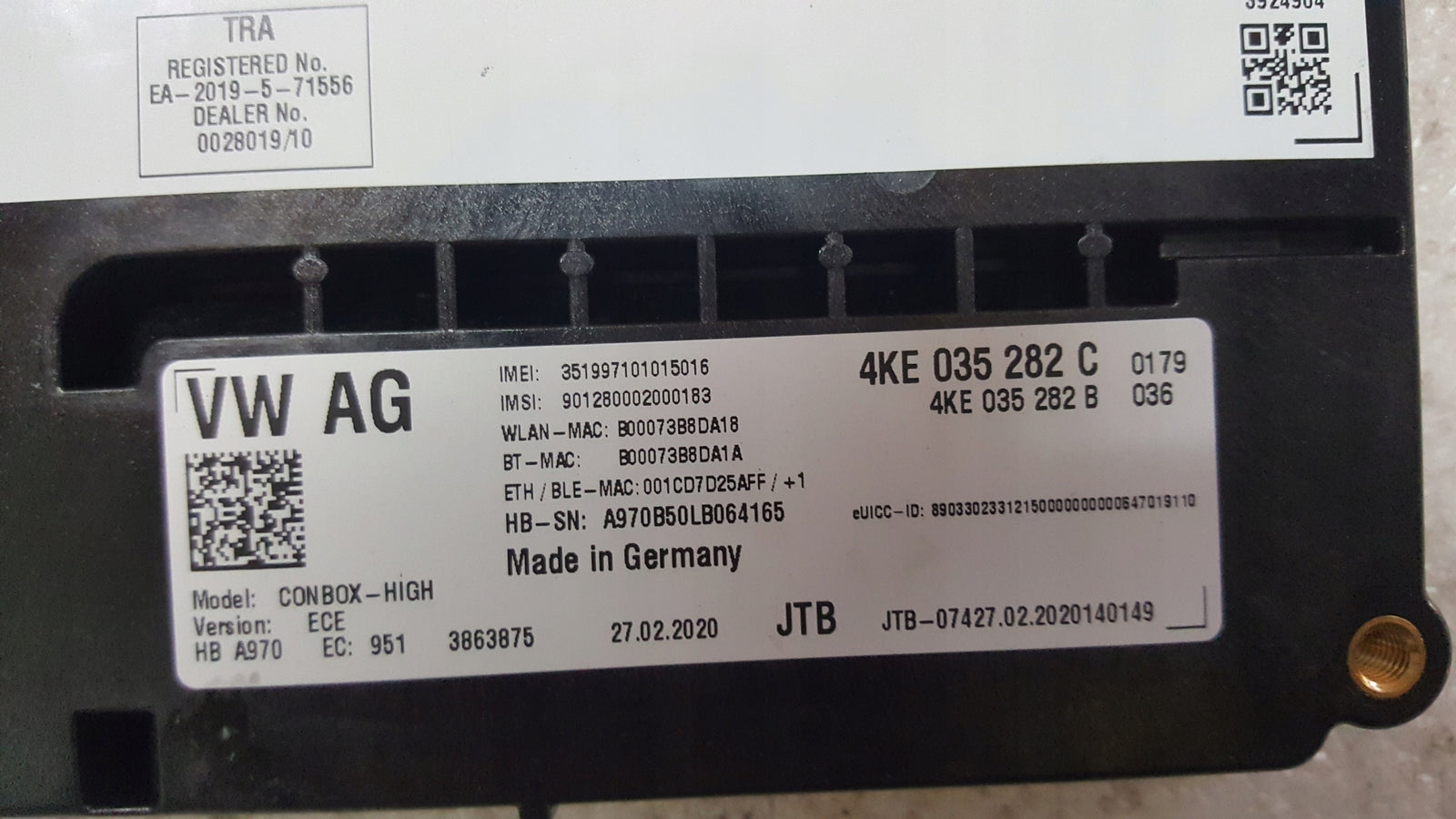Sterownik moduł SOS-- AUDI A4 (B9) A5 RS4 RS5 4KE035282C demontaż