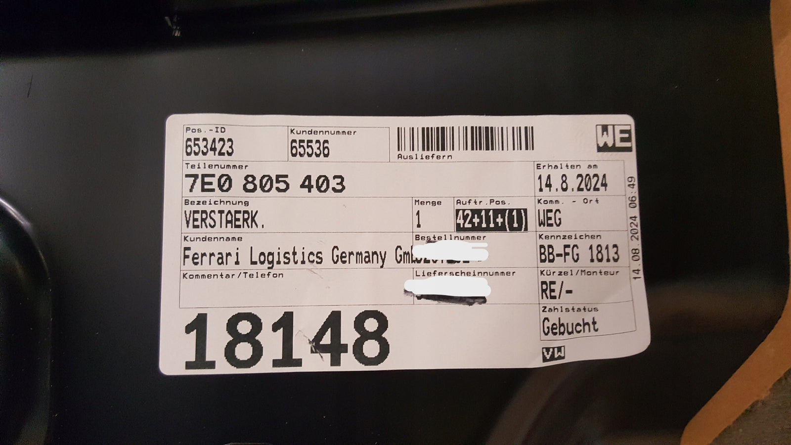 VW T5 T6 Lift słupek A wzmocnienie próg 7E0805403 wewnetrzny próg