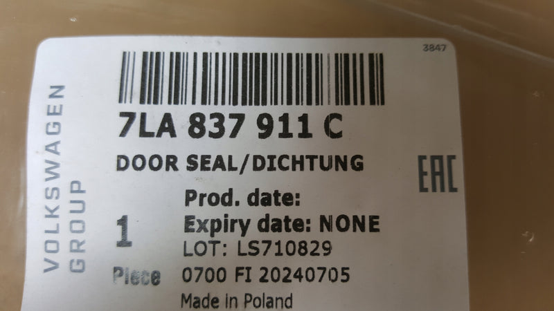 NOWA ORYGINALNA wewnętrzna uszczelka drzwi lewy przód VW T6 7LA837911C