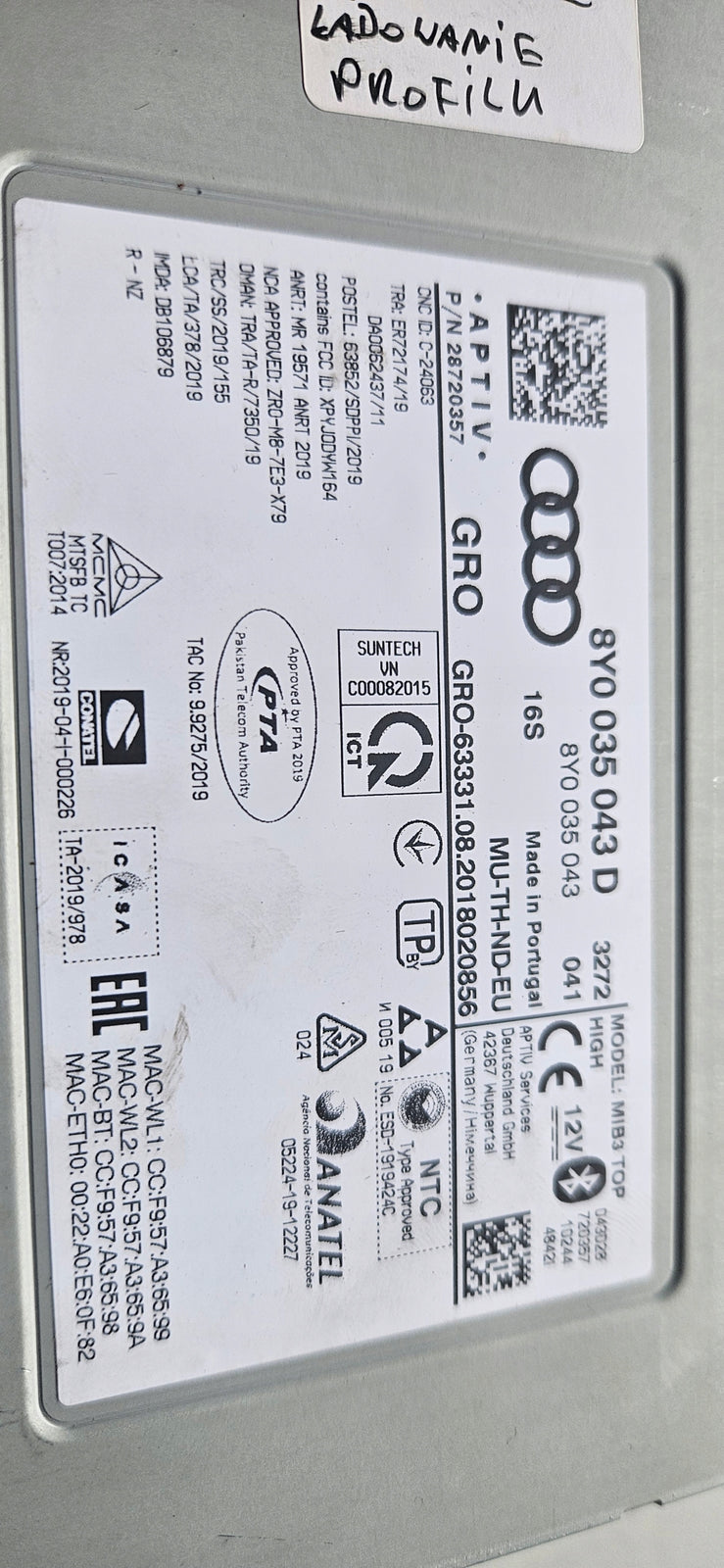 Sterownik nawigacja MMI MIB3 AUDI A3 8Y0035043D Q2 82A035043N