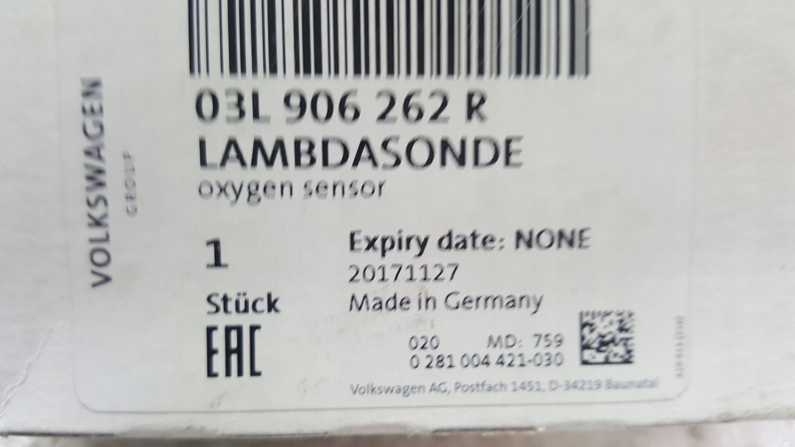 Sonda lambda VW AUDI SEAT SKODA 03L906262R ORYGINA