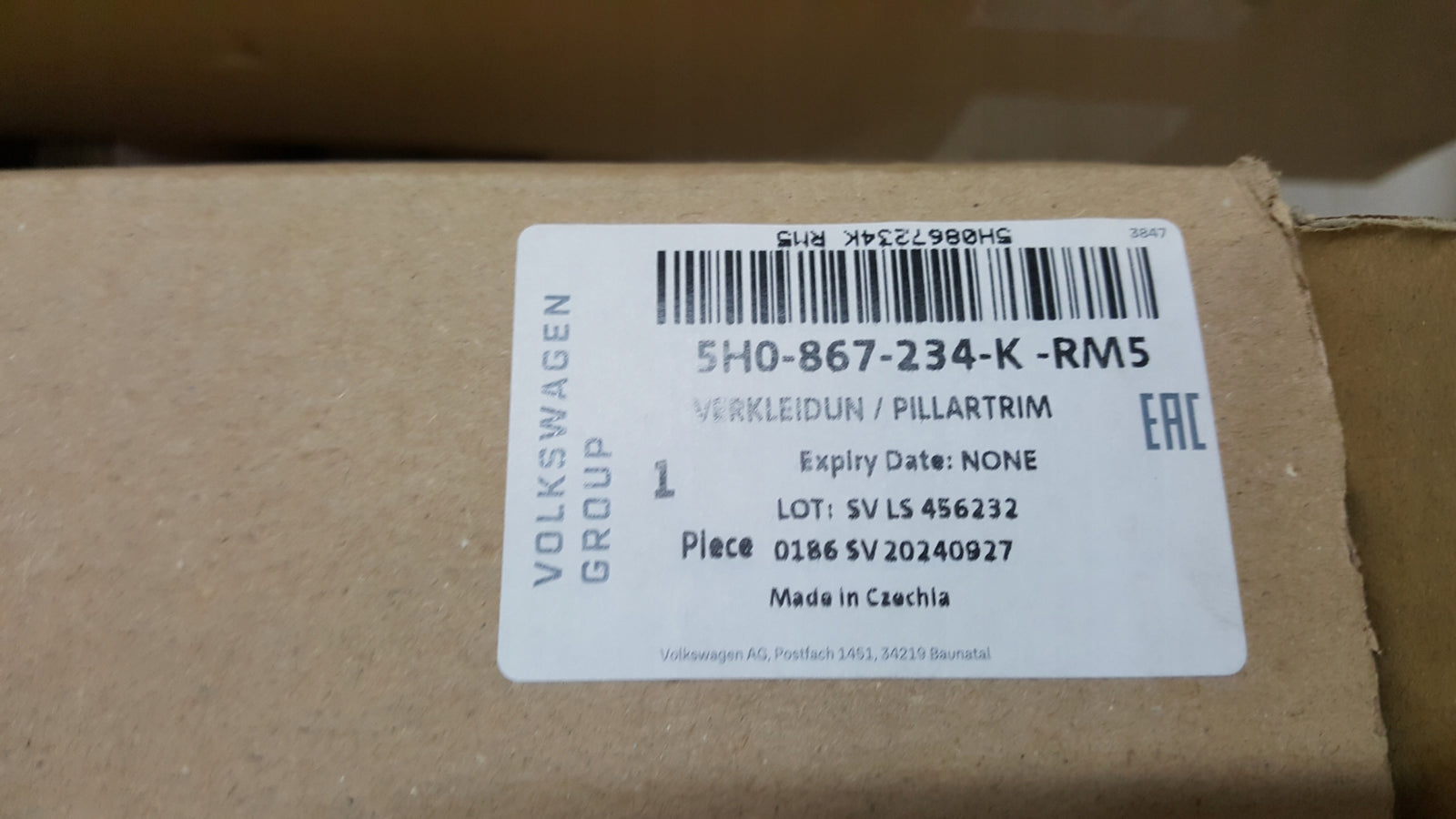 VW GOLF VIII 8 OSŁONA POSZYCIE SŁUPKA PRAWE 5H0867234K