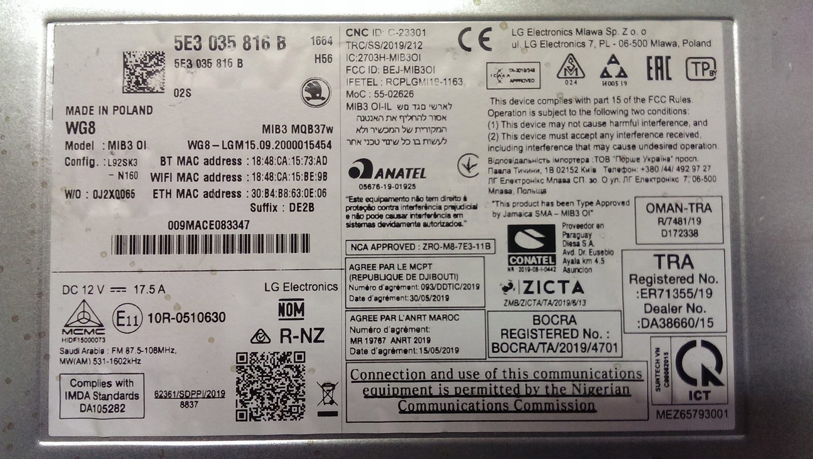 Czytnik MULTIMEDIA navi SKODA OCTAVIA 4 5E3035816B