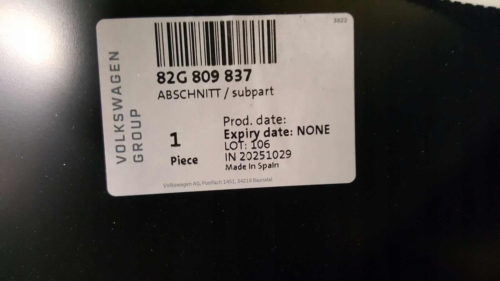 AUDI A1 II 82G PRÓG TYLNY BŁOTNIK LEWY TYŁ 18-24 82G809837