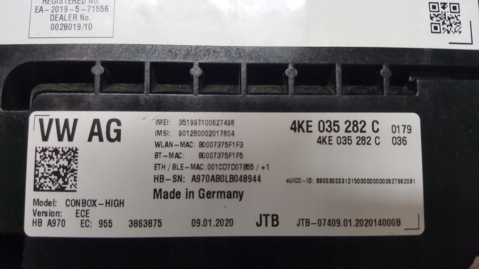 Sterownik moduł SOS-- AUDI A4 (B9) A5 RS4 RS5 4KE035282C demontaż