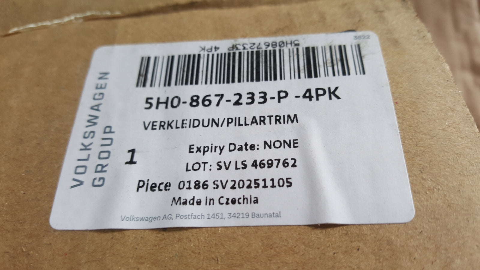 VW GOLF VIII 8 LEWE POSZYCIE OSŁONA SŁUPKA 5H0867233P 4PK NOWE