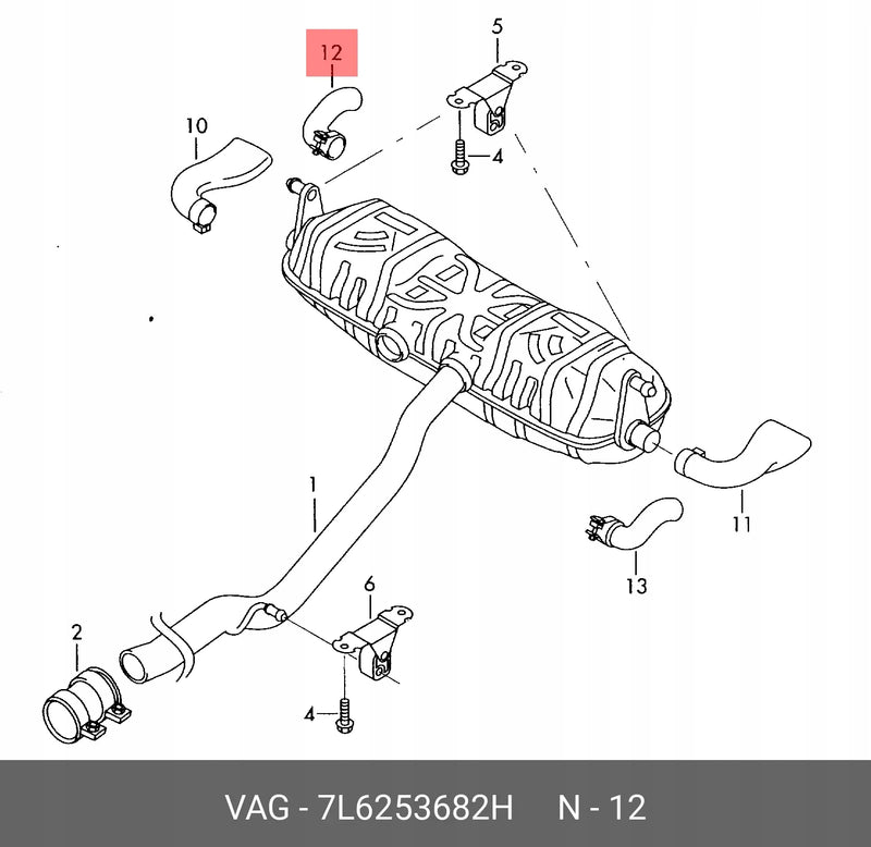 Rura wydechowa 7L6253682H VW Touareg