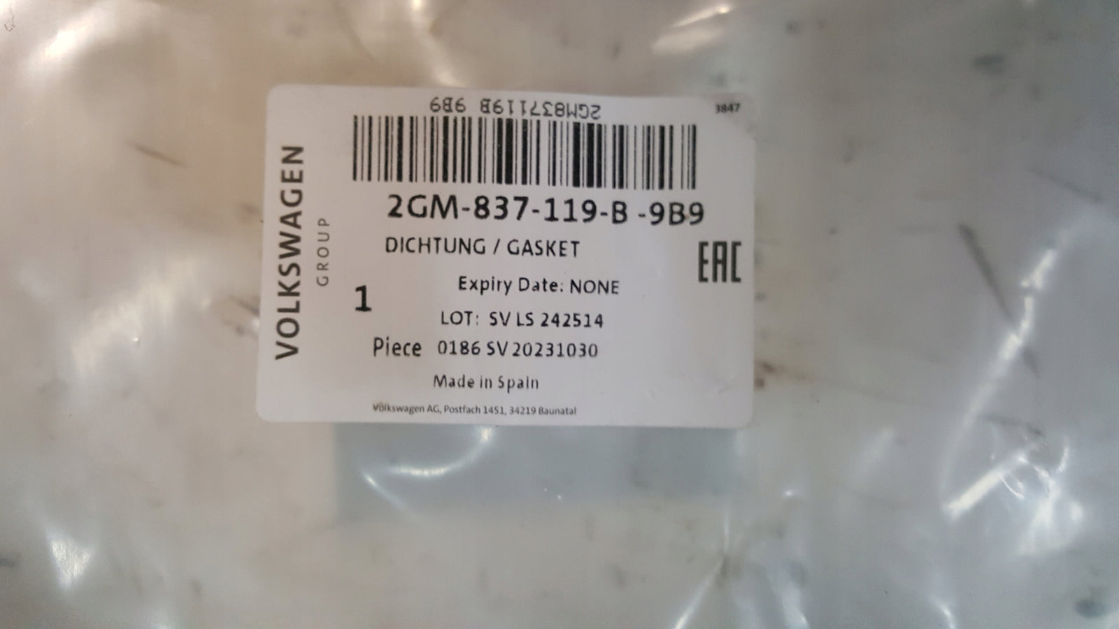 VW T-CROSS 2019- USZCZELKA OE 2GM837119B