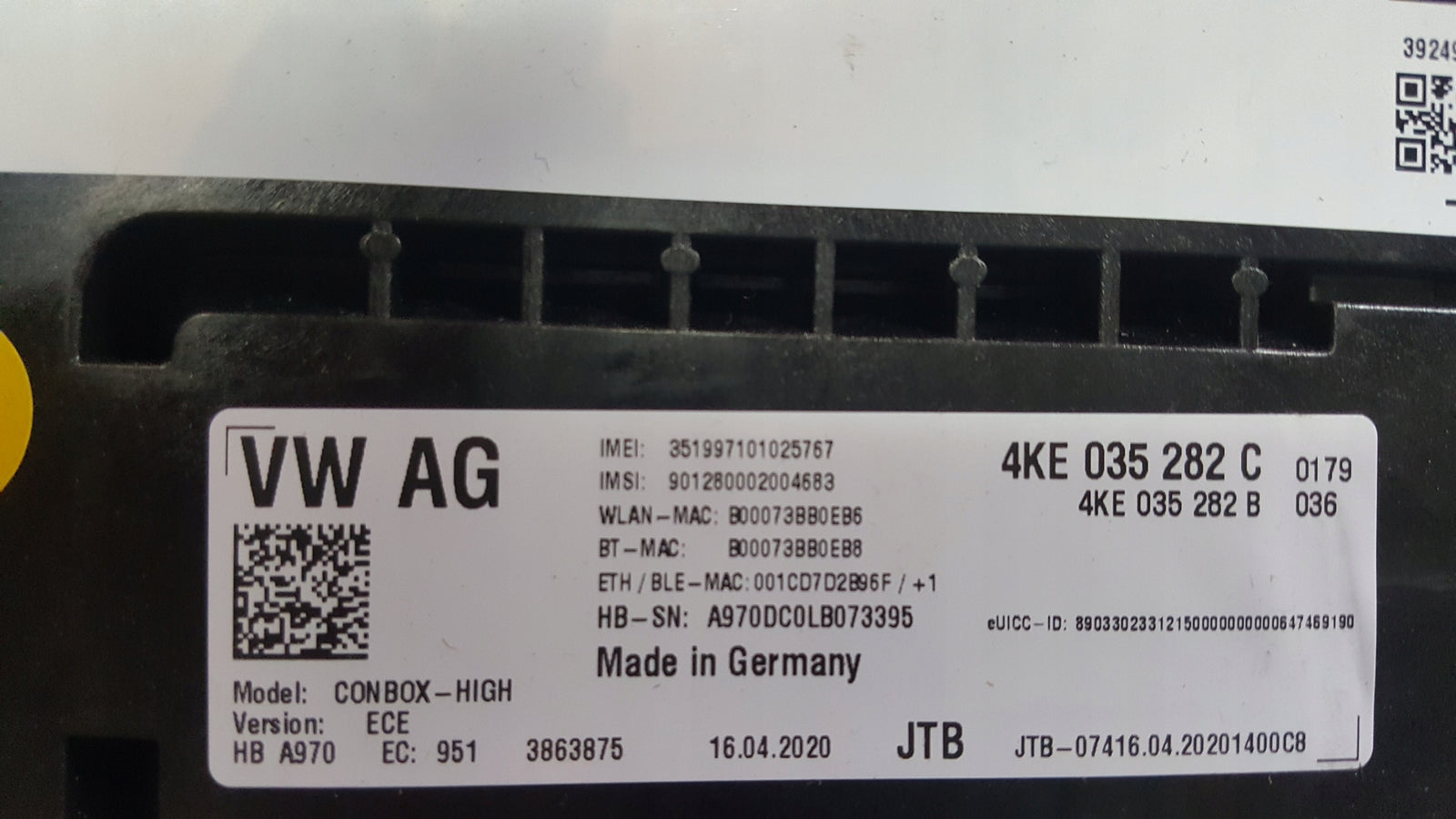 Sterownik moduł SOS-- AUDI A4 (B9) A5 RS4 RS5 4KE035282C demontaż