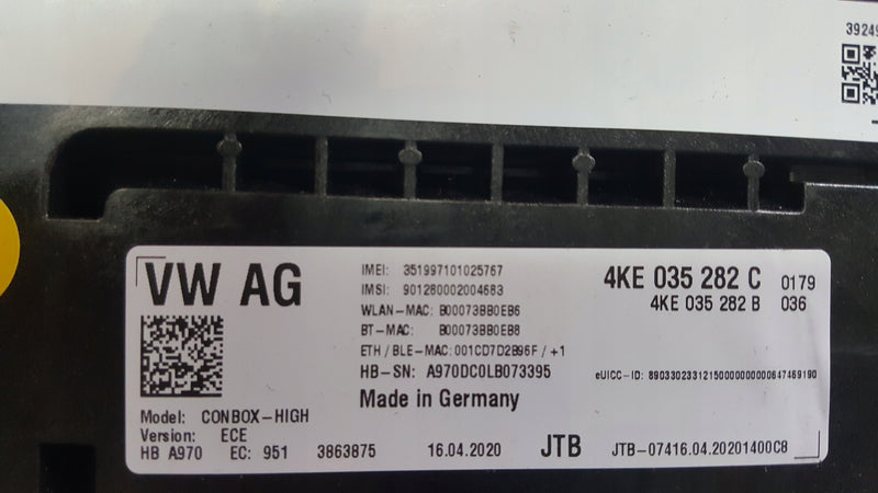 Sterownik moduł SOS-- AUDI A4 (B9) A5 RS4 RS5 4KE035282C demontaż