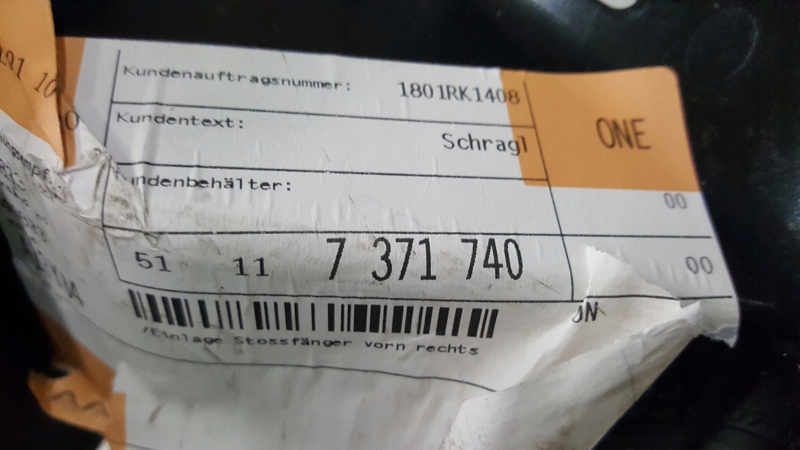 NOWY ORYGINALNY ślizg zderzaka przedniego prawa strona BMW 1 F20F21 7371740