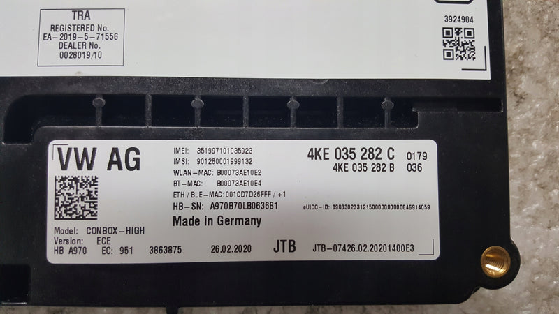 Sterownik moduł SOS-- AUDI A4 (B9) A5 RS4 RS5 4KE035282C demontaż