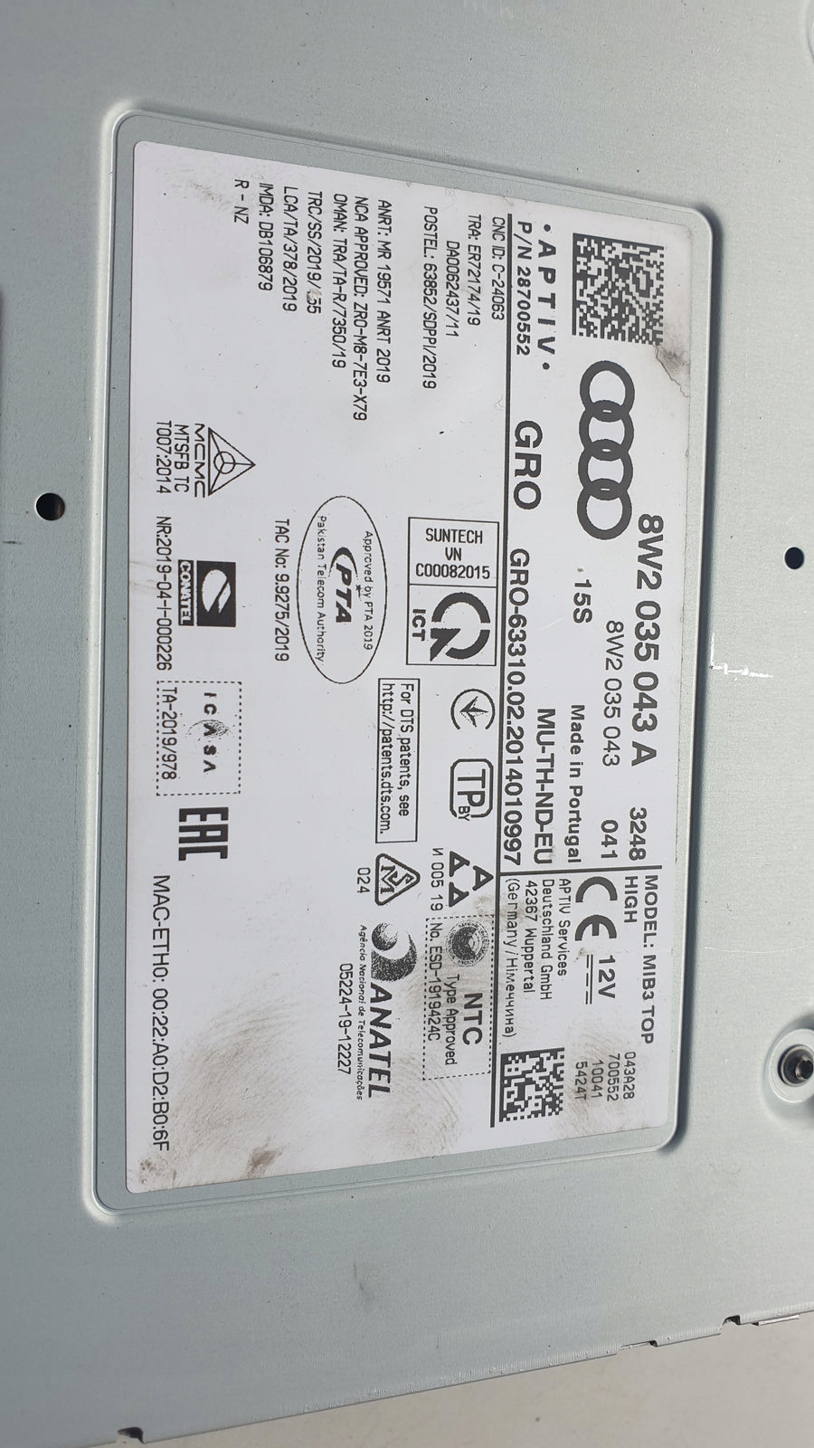 Czytnik MULTIMEDIA MMI MIB AUDI RS4 RS5 8W2035043A