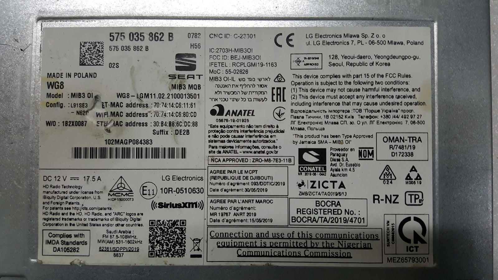 Czytnik MULTIMEDIA NAVI MMI MIB3 SEAT ATECA TARRACO 575035862B demontaż