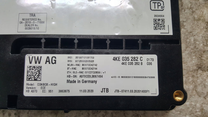 Sterownik moduł SOS-- AUDI A4 (B9) A5 RS4 RS5 4KE035282C demontaż