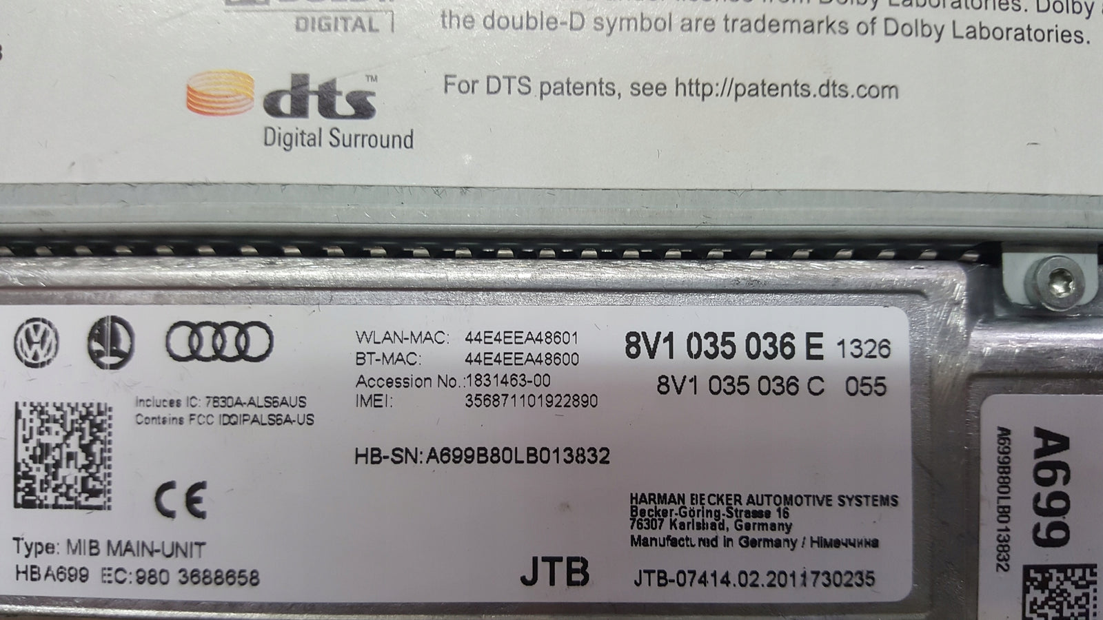 AUDI A3 8V1 NAWIGACJA MULTIMEDIA CZYTNIK MMI OEM 8V1035036E
