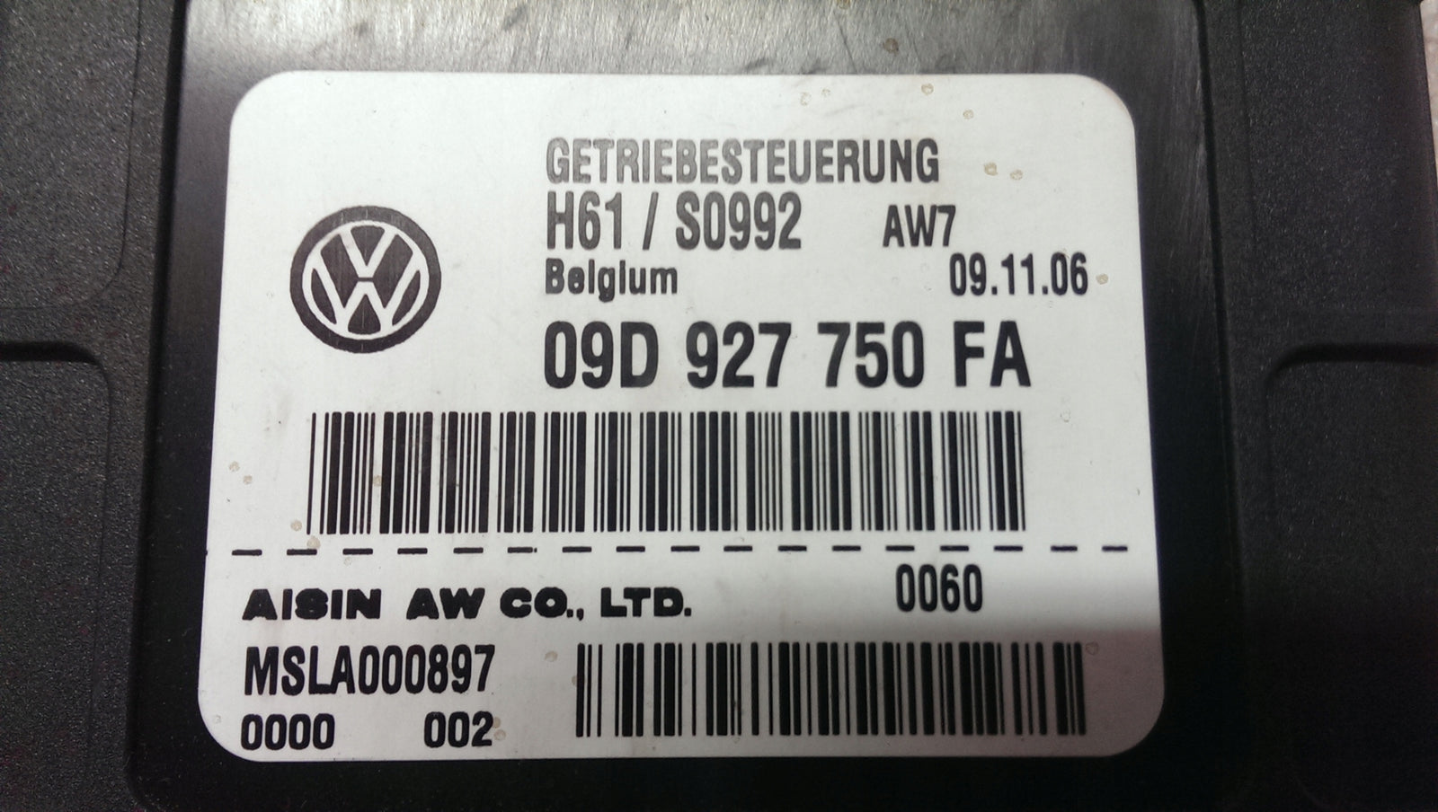 Sterownik skrzyni biegów VW TOUAREG 09D927750FA