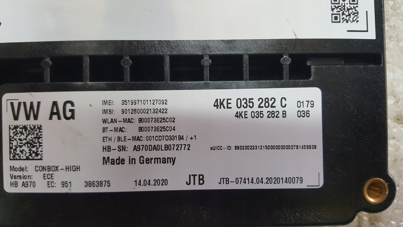 Sterownik moduł SOS-- AUDI A4 (B9) A5 RS4 RS5 4KE035282C demontaż