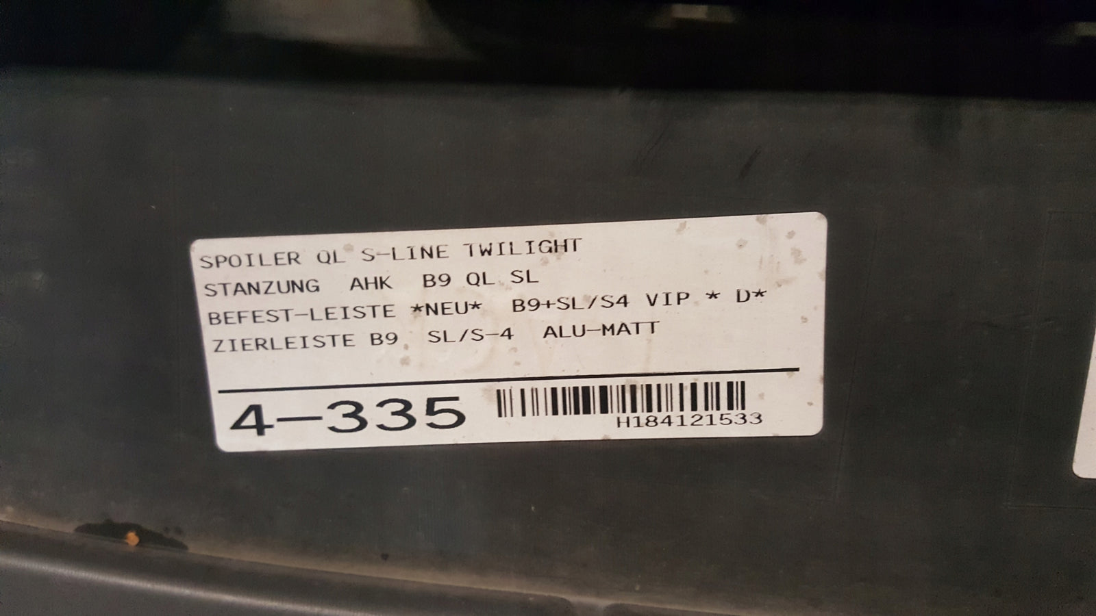 SPOILER ZDERZAKA TYŁ 8W0807521S AUDI A4 B9 S-LINE