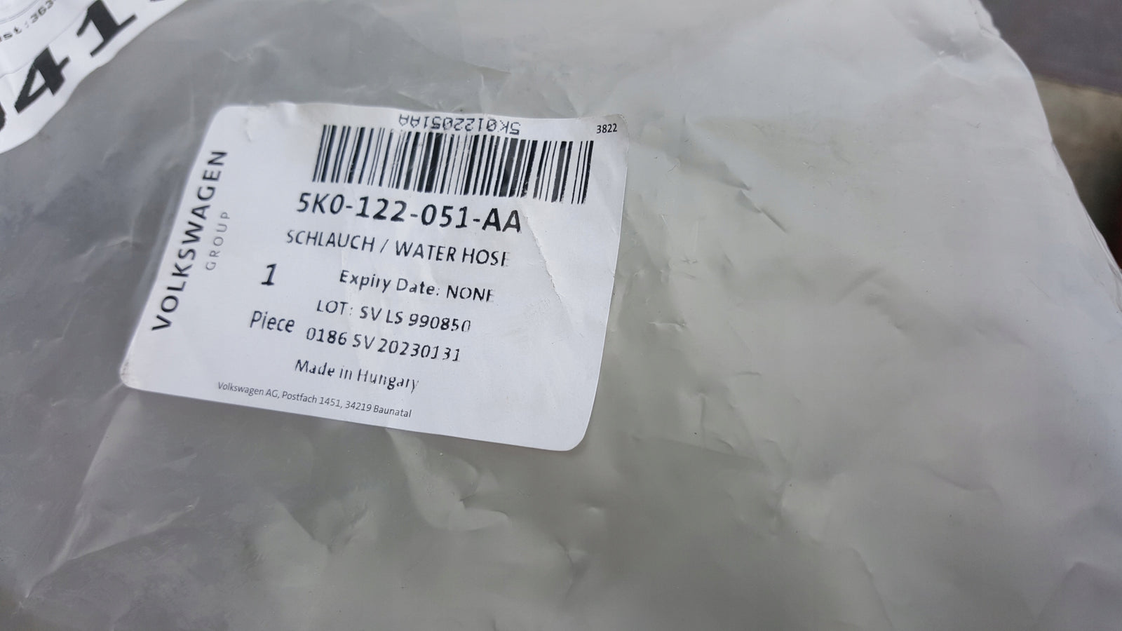Przewód rura wody VW CADDY 5K0122051AA oryginał