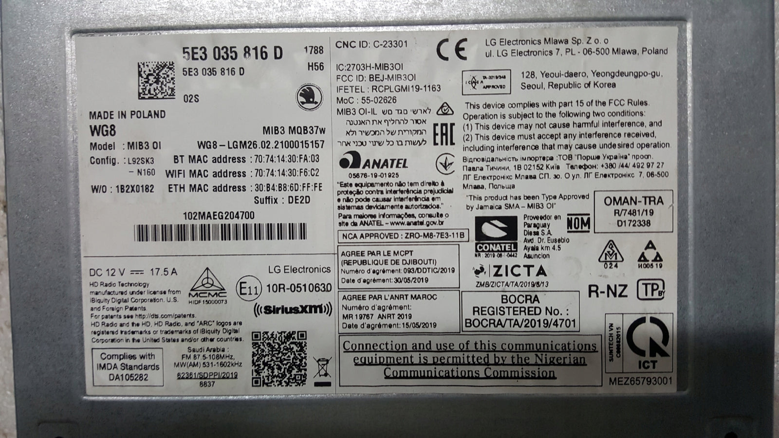 Czytnik MULTIMEDIA navi SKODA OCTAVIA 4 5E3035816D