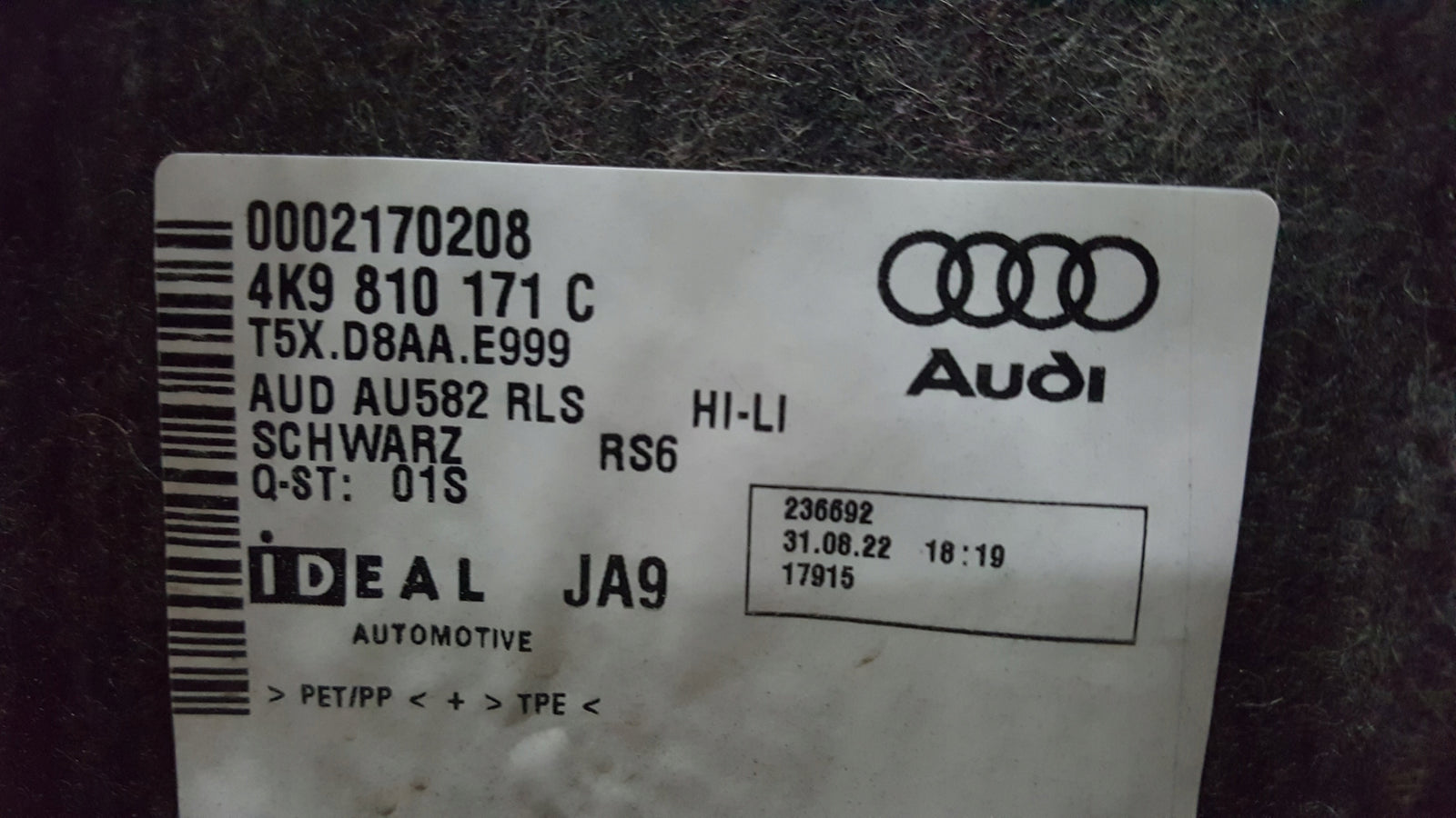 Nadkole LE tył AUDI A6 C8 RS6 4K9810171C demontaż