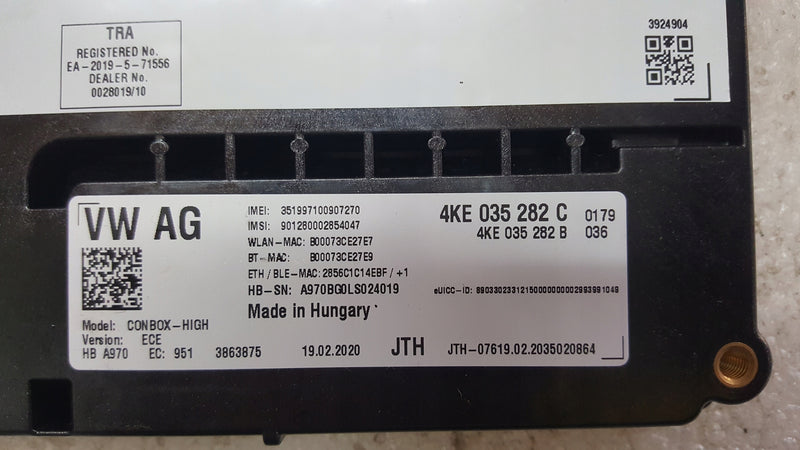 Sterownik moduł SOS-- AUDI A4 (B9) A5 RS4 RS5 4KE035282C demontaż