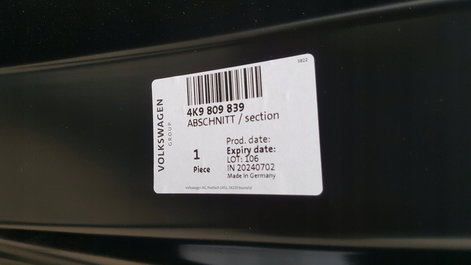 Audi A6 C8 4K próg słupek lewy 4K9809839