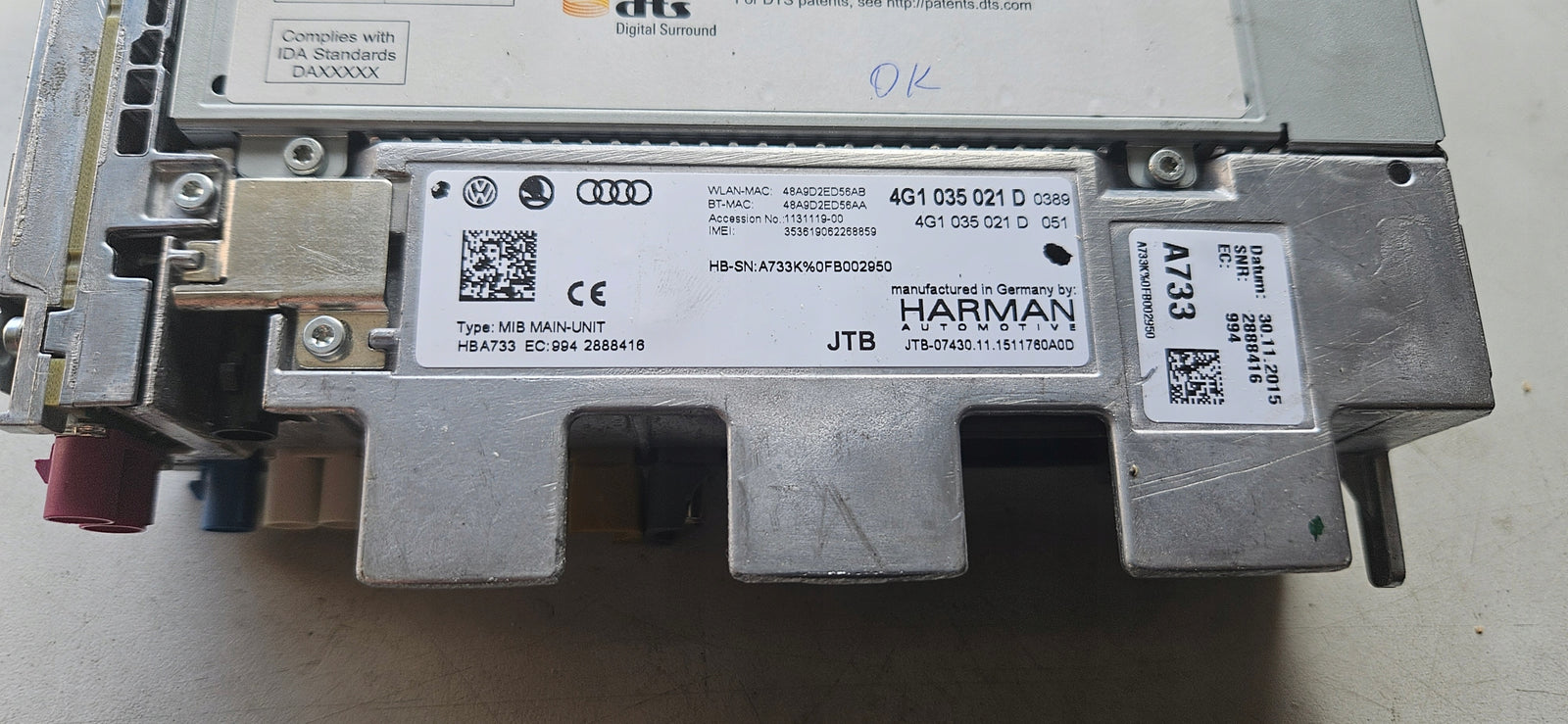 Nawigacja sterownik MIB2 AUDI A6 A7 C7 4G1035021C