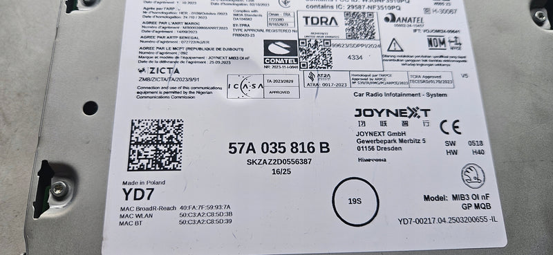 Skoda NAWIGACJA MULTIMEDIA CZYTNIK MIB3 57A035816B IDEAŁ