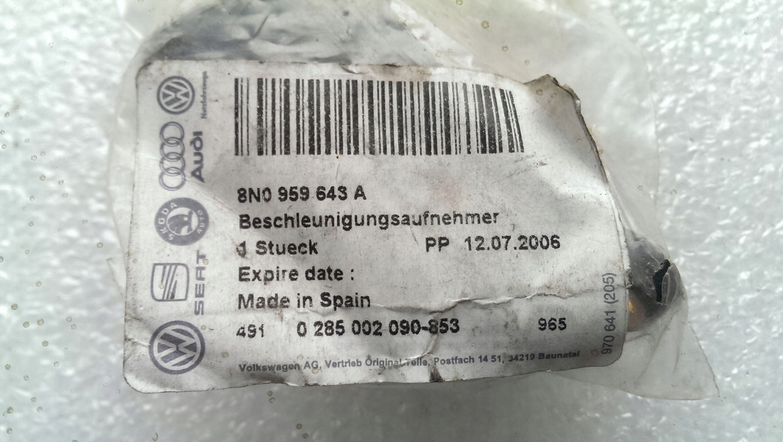 NOWY czujnik uderzeniowy AUDI TT 8N0959643A