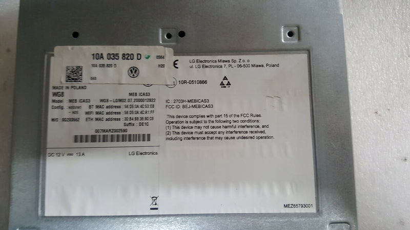 Czytnik Nawigacji MEB ICAS3 VW ID3 ID4 10A035820D
