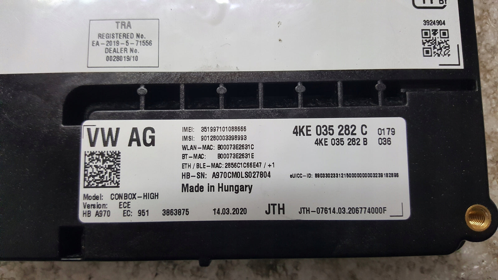Sterownik moduł SOS-- AUDI A4 (B9) A5 RS4 RS5 4KE035282C demontaż