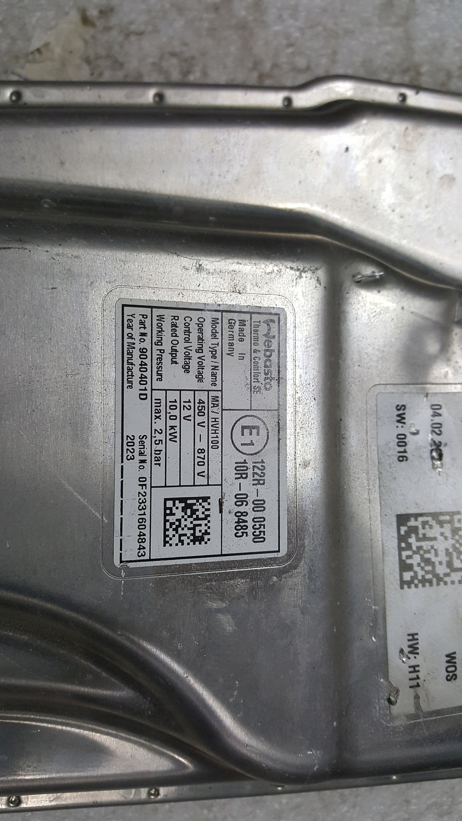 WEBASTO moduł grzewczy PORSCHE TAYCAN AUDI E-TRON GT 9J1963507E demontaż