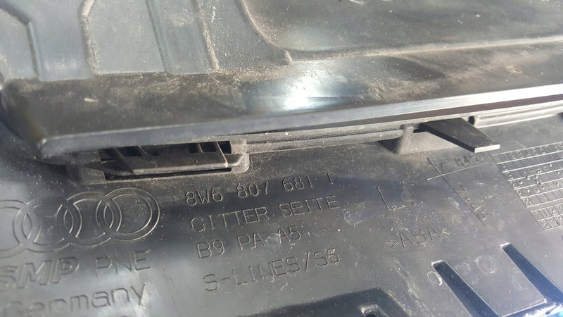 Kratka zderzaka lewy przód AUDI A5 S-LINE 8W6807681T demontaż