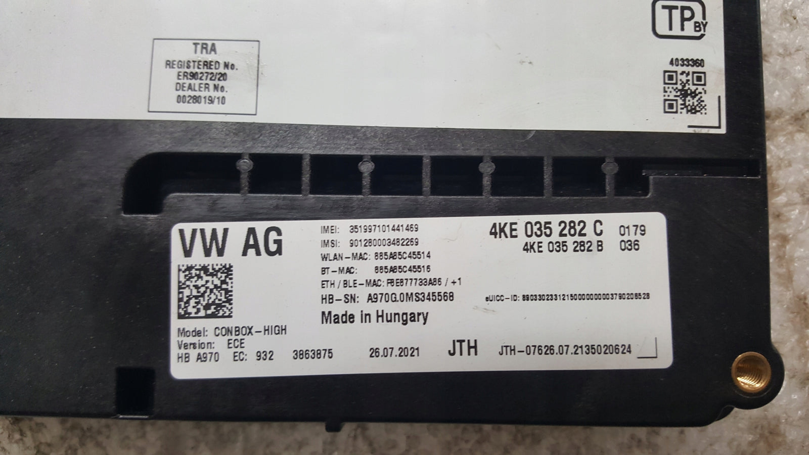 Sterownik moduł SOS-- AUDI A4 (B9) A5 RS4 RS5 4KE035282C demontaż