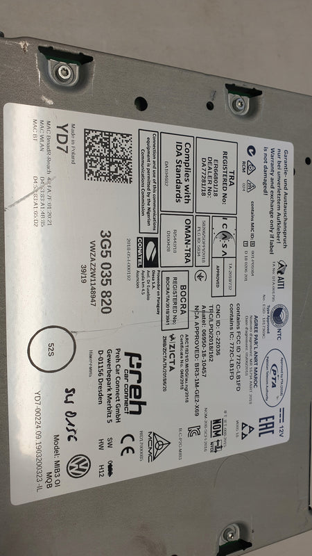MULTIMEDIA nawigacja MIB3 Vw 3G5035820