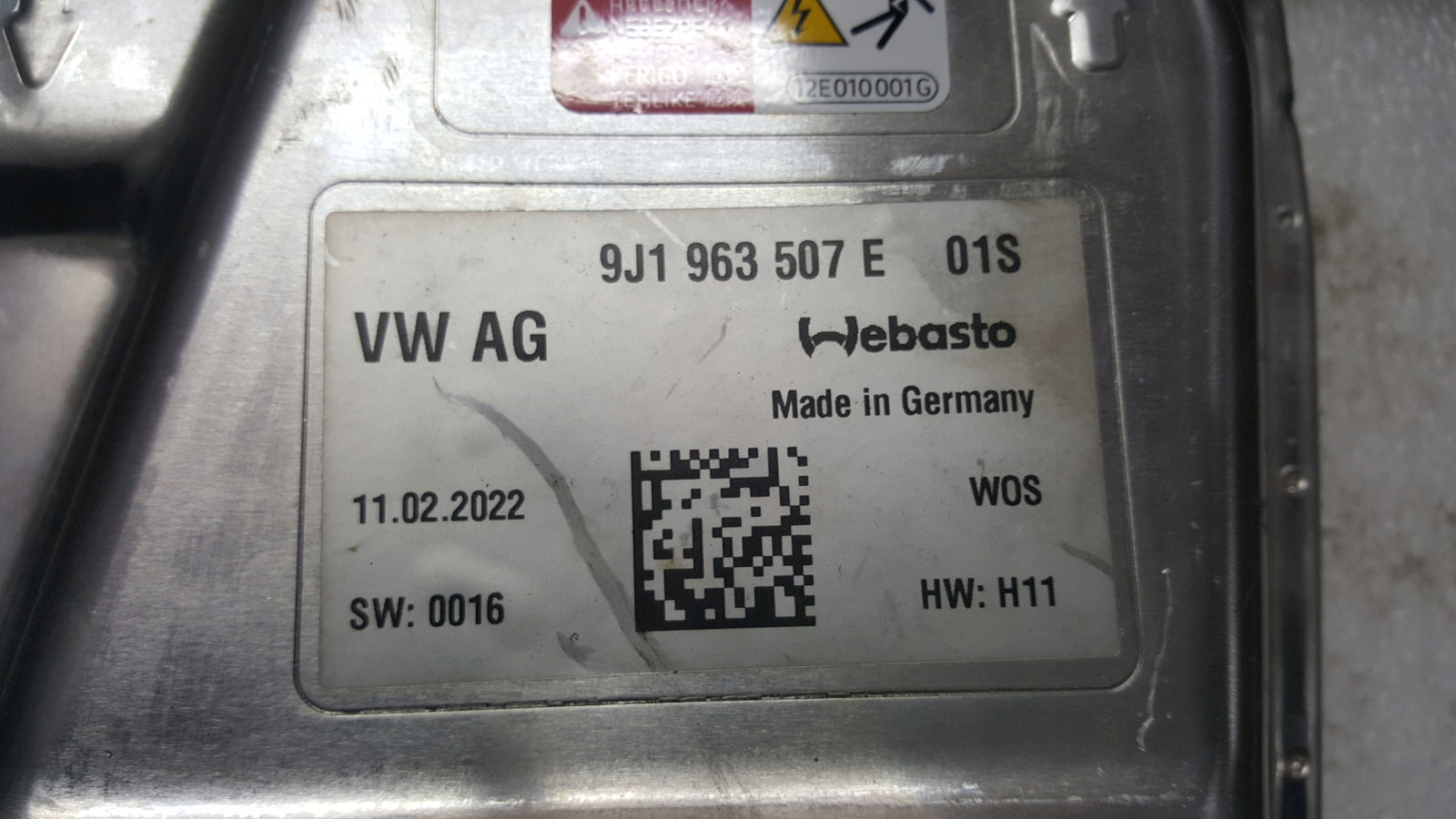 WEBASTO moduł grzewczy PORSCHE TAYCAN AUDI E-TRON GT 9J1963507E demontaż