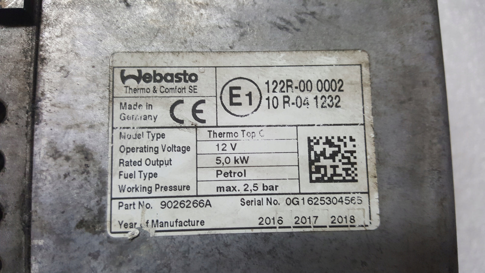 Piecyk Webasto TERMO TOP C benzyna VW PHAETON 3D0815005AT demontaż