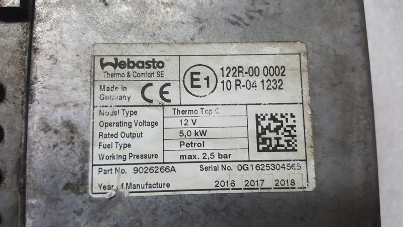 Piecyk Webasto TERMO TOP C benzyna VW PHAETON 3D0815005AT demontaż