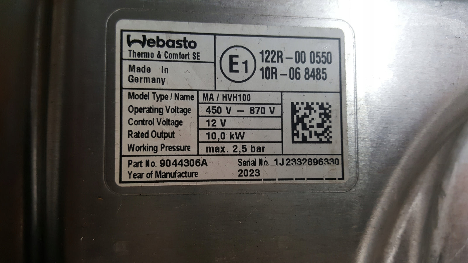 WEBASTO moduł grzewczy AUDI e-tron GT 9J1963507F