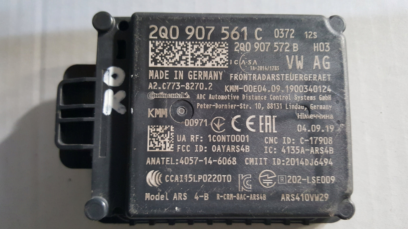 Radar sensor VW AUDI SEAT SKODA 2Q0907561C demontaż