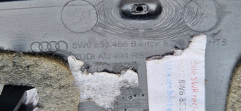 Listwa błotnika lewy przód AUDI RS5 8W6853468 IDEAŁ CZARNA