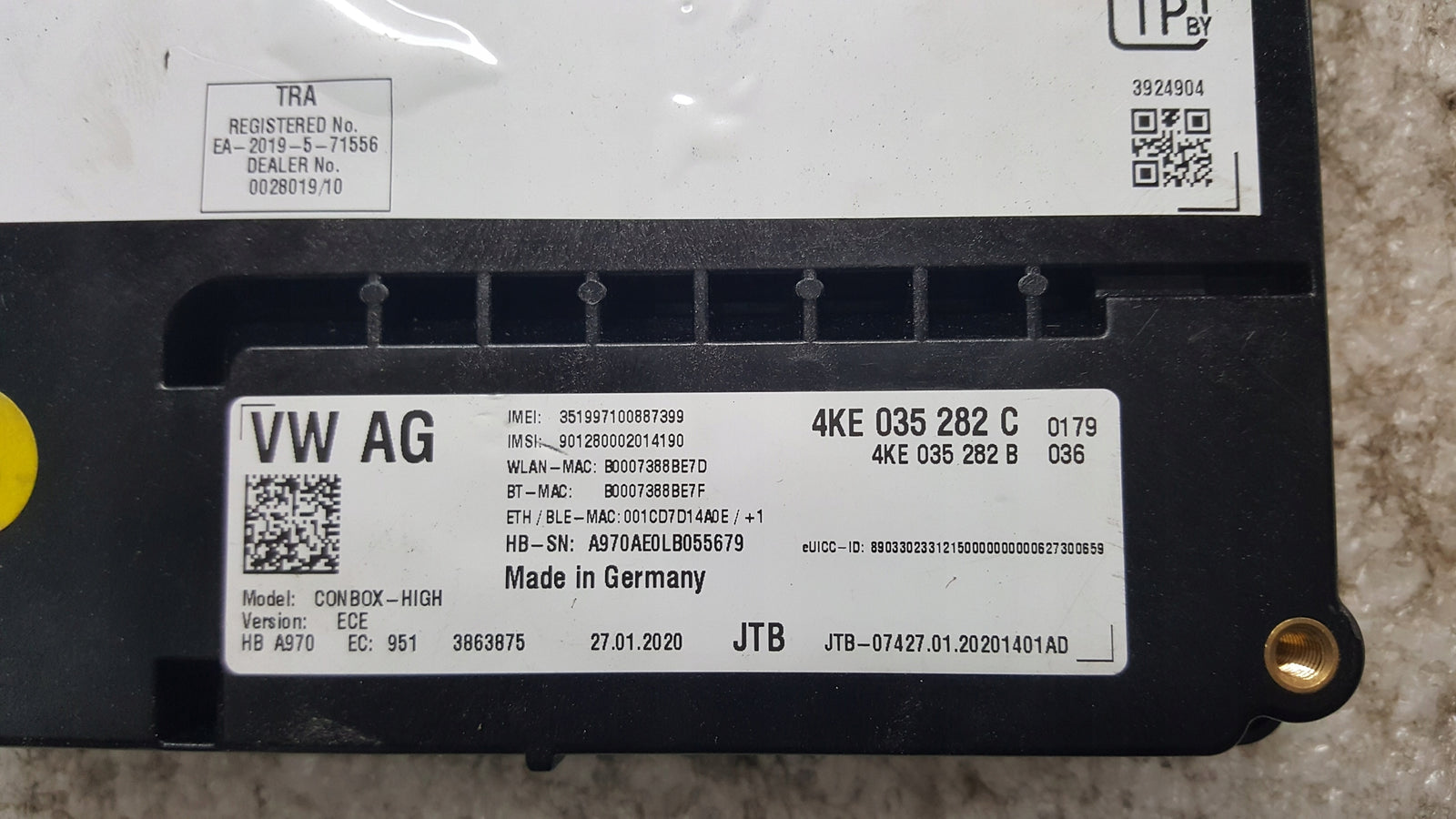 Sterownik moduł SOS-- AUDI A4 (B9) A5 RS4 RS5 4KE035282C demontaż