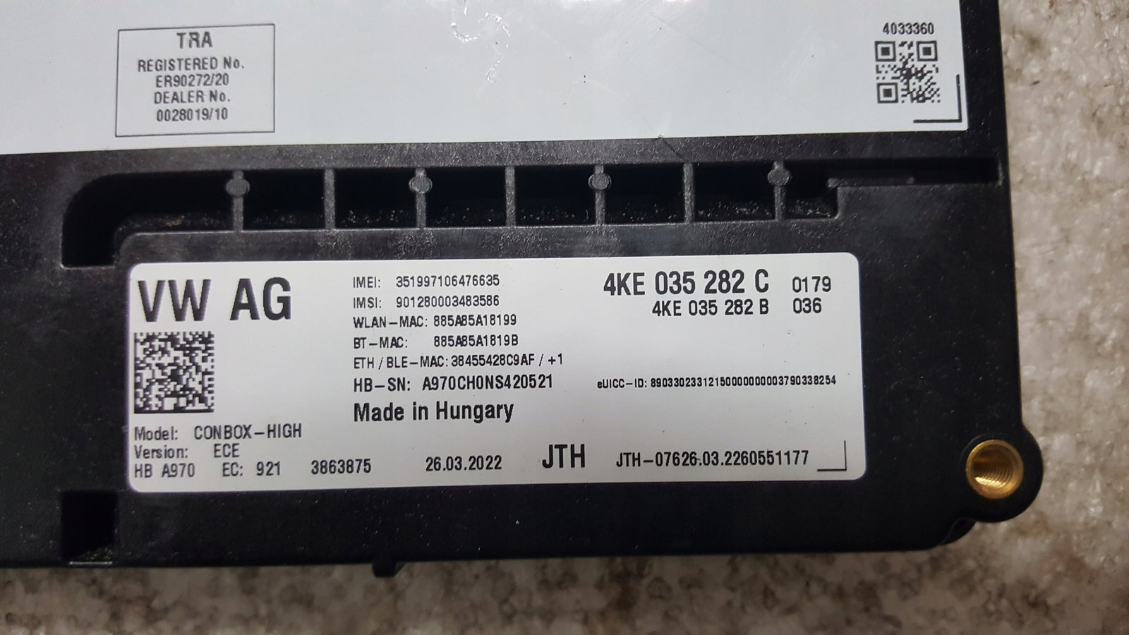 Sterownik moduł SOS-- AUDI A4 (B9) A5 RS4 RS5 4KE035282C demontaż