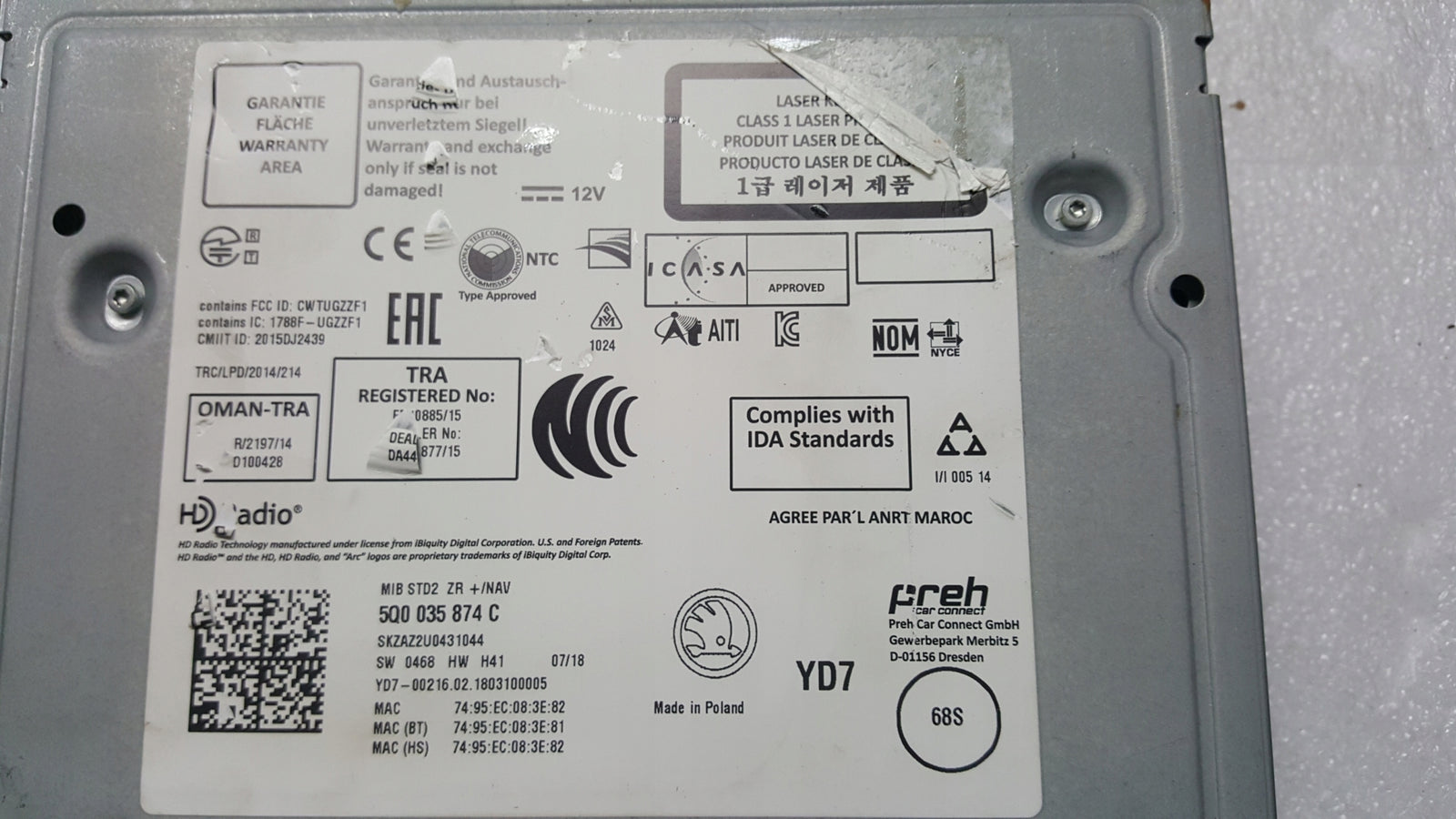 Czytnik MULTIMEDIA navi SKODA FABIA KAROQ KODIAQ OCTAVIA SUPERB 5Q0035874C